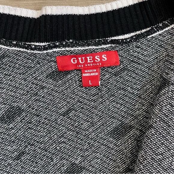 Guess Black & White Logo Knit Cachet Open Front Cardigan - Picture 5 of 10
